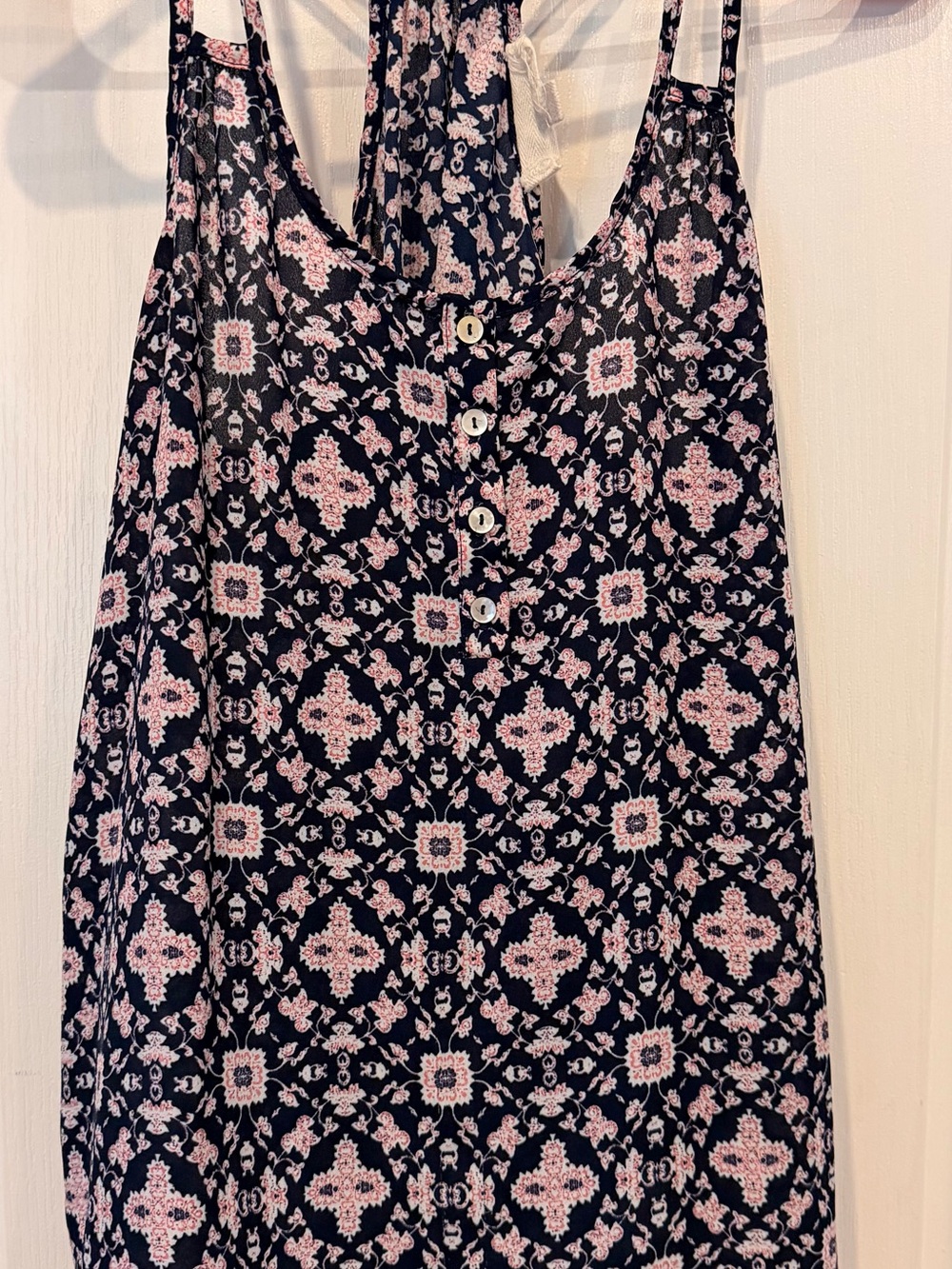 Women’s Navy and Pink Printed Tank Top